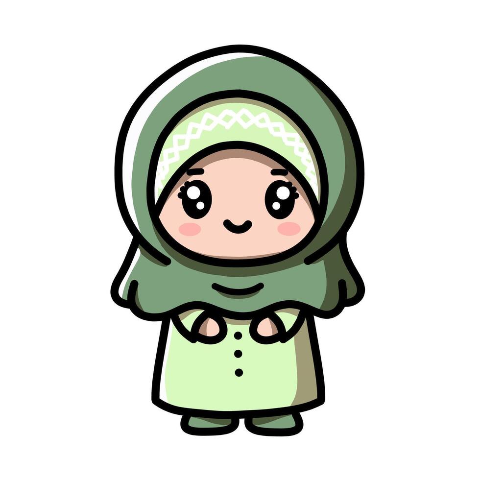 Cute Animated Character in Traditional Attire Clip Art Illustration vector