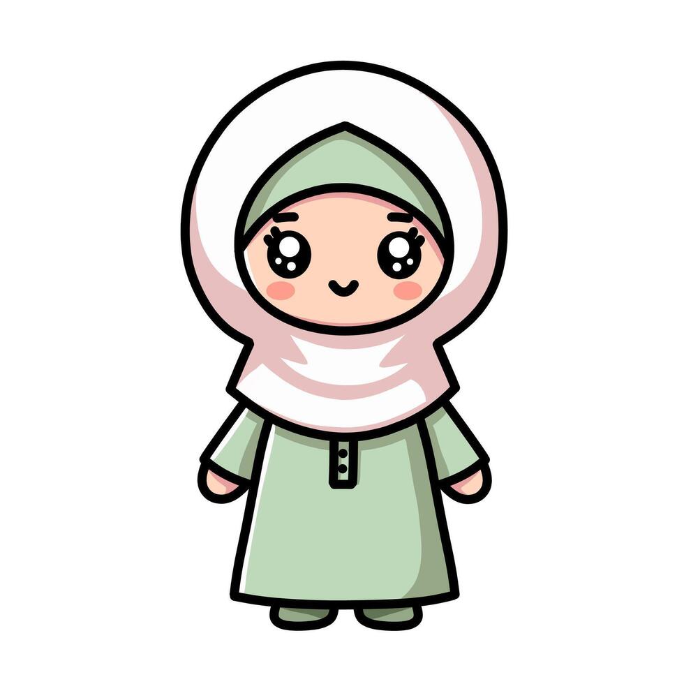 Cute Cartoon Character Wearing a Hijab Clip Art Illustration vector