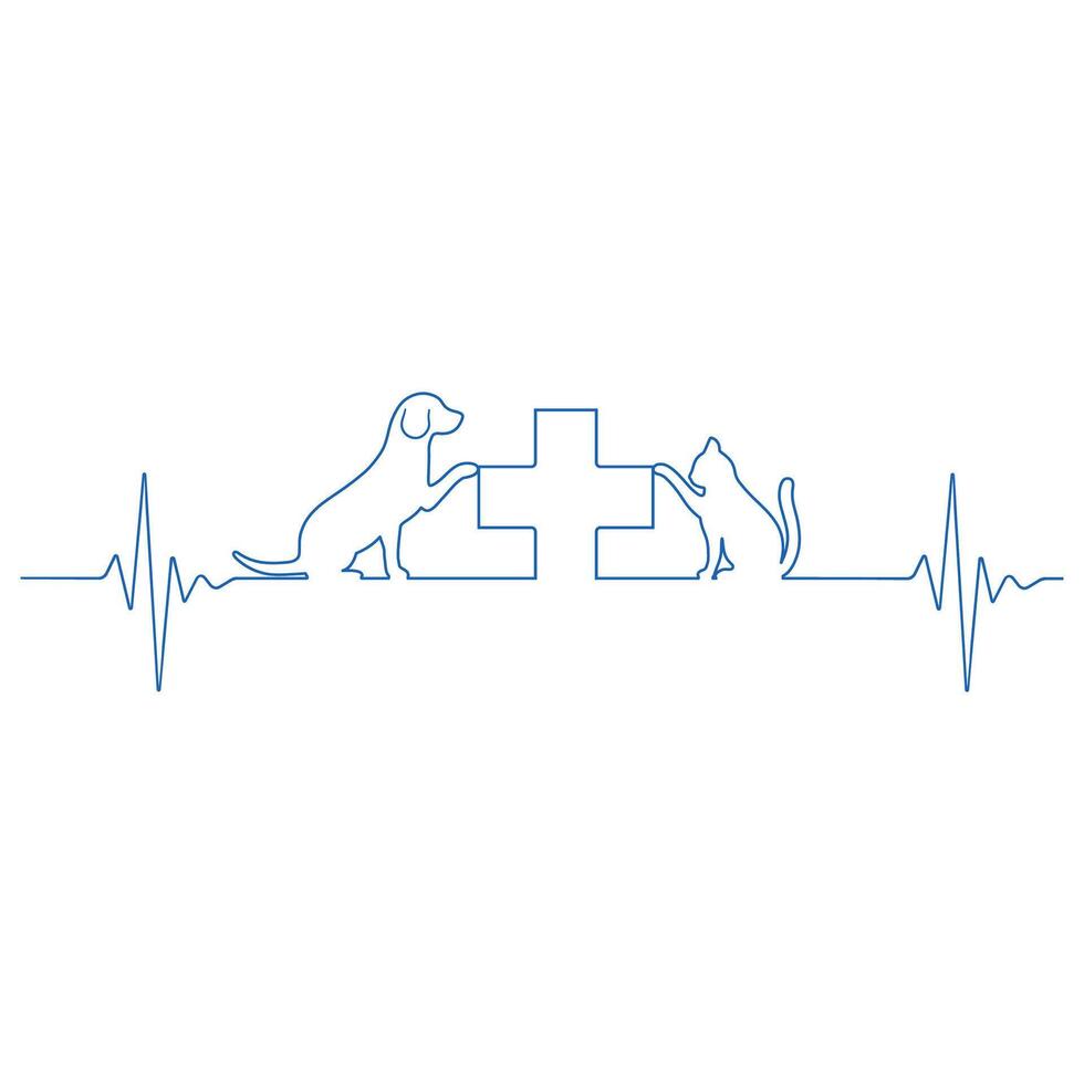 Linear illustration veterinary medicine. vector