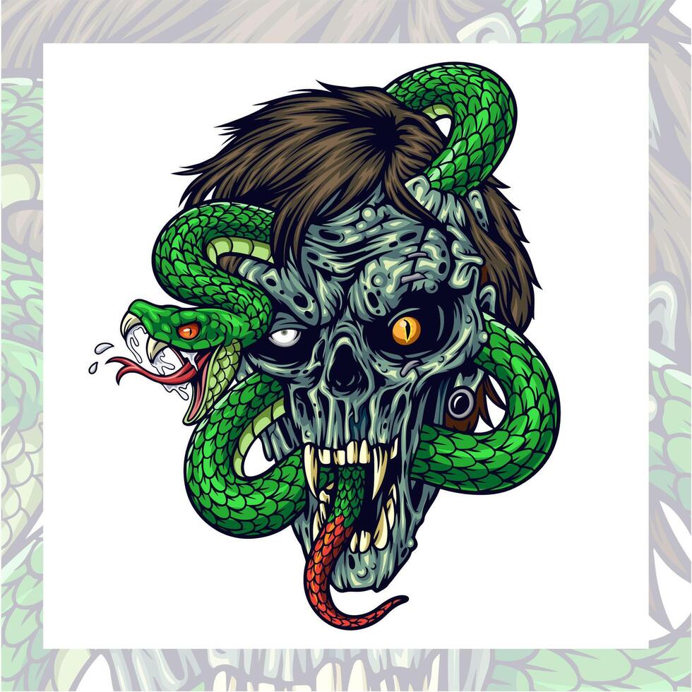 Zombie head esport mascot logo design vector