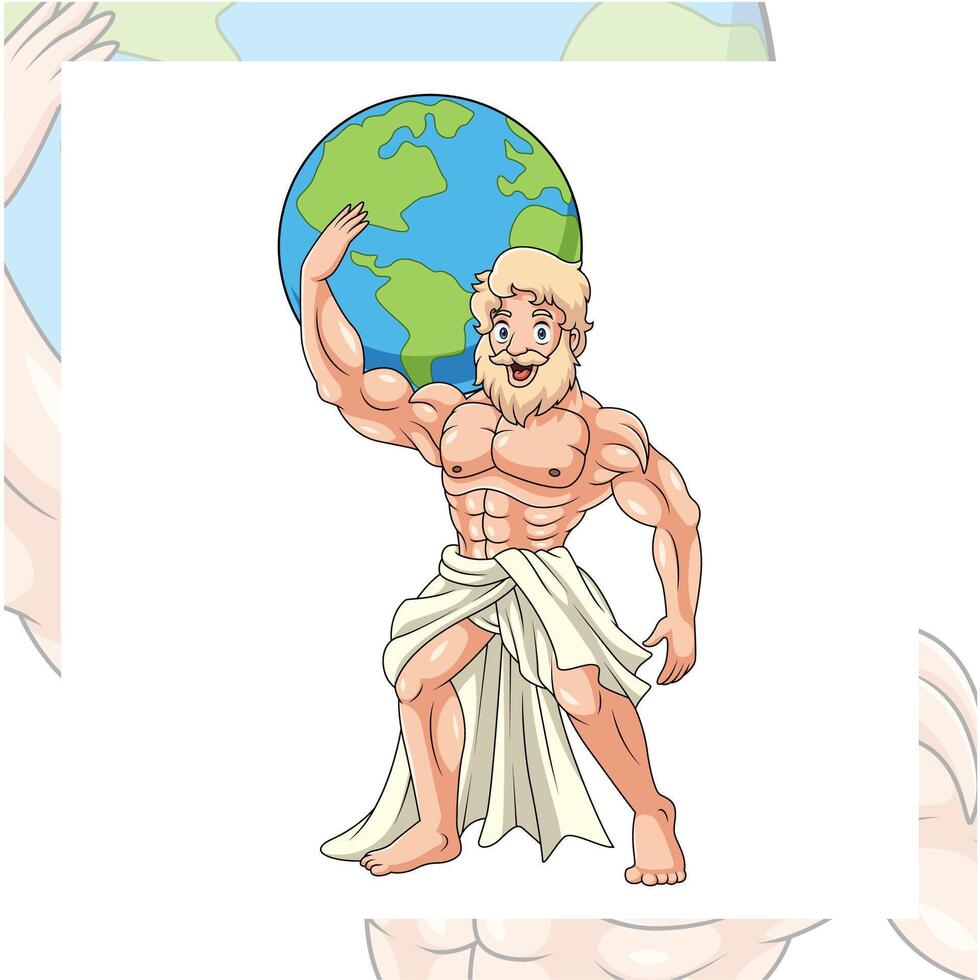 Cartoon atlas greek mythology isolated on white background vector