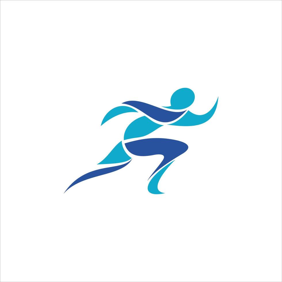 A blue running man logo design vector