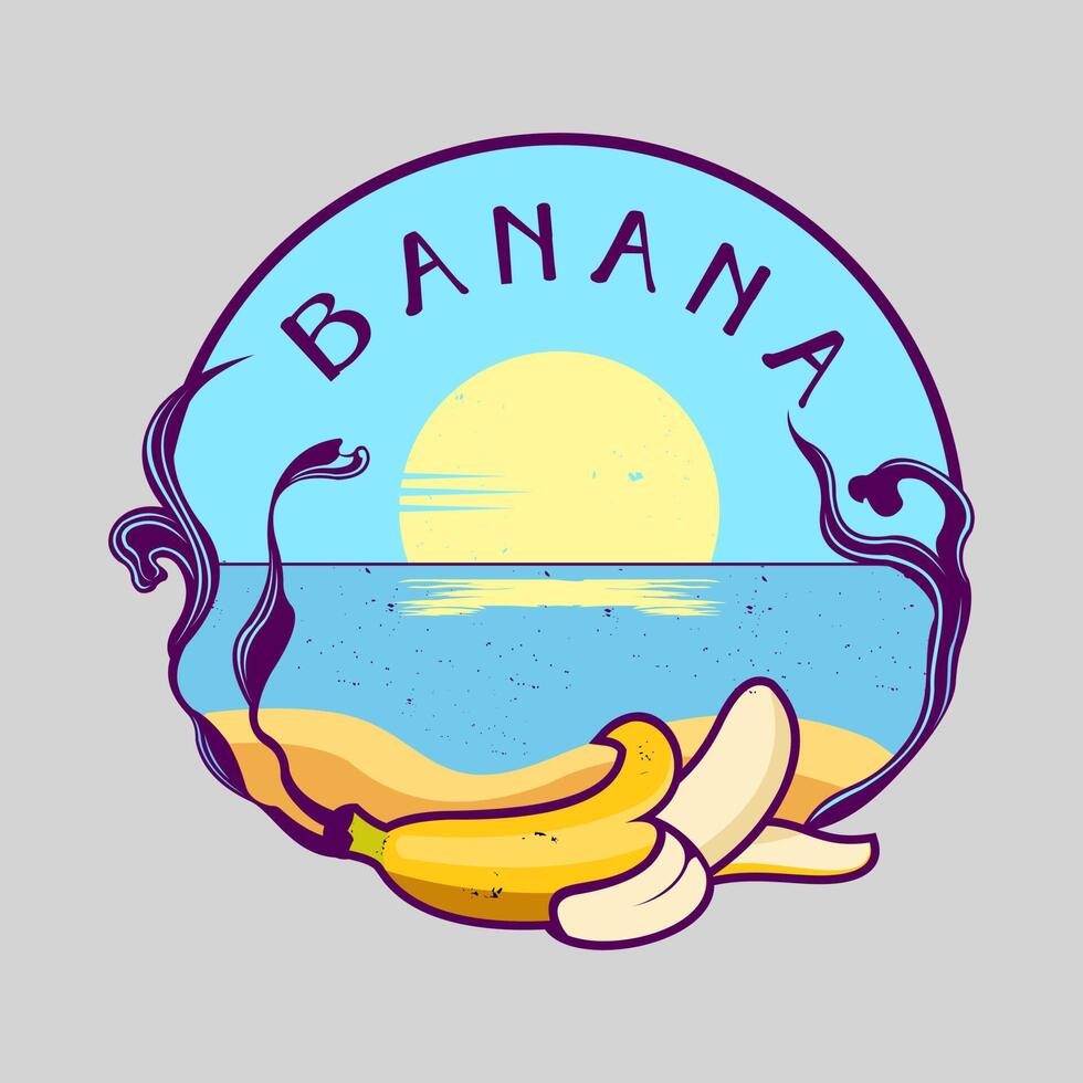 Banana beach logo vector