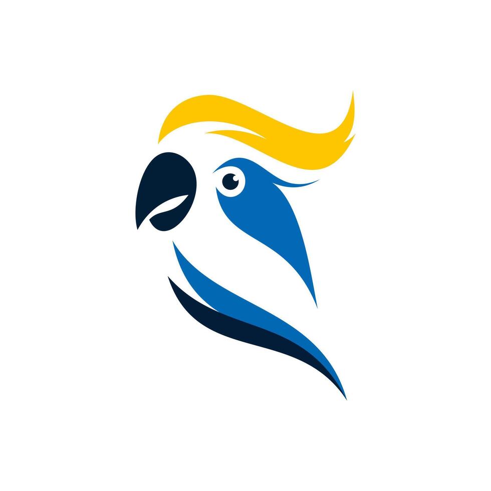 A blue and yellow parrot logo vector