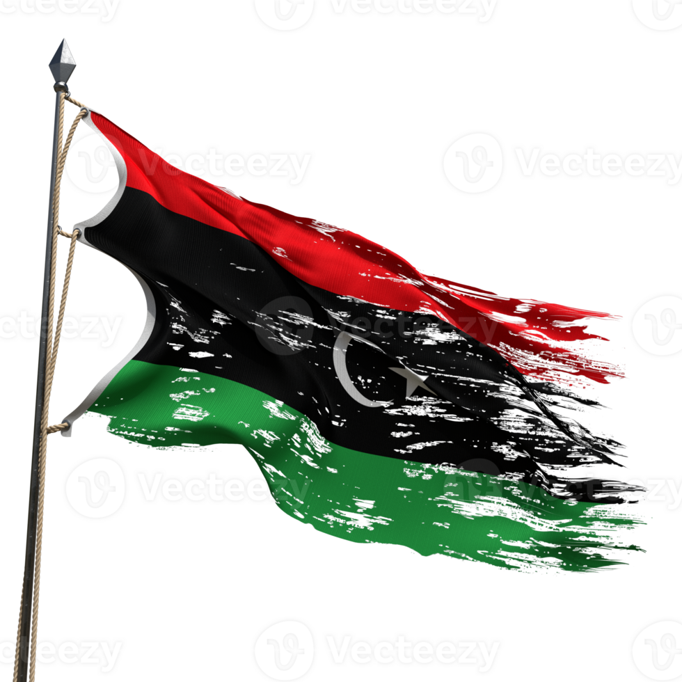 Libyan flag flying png
