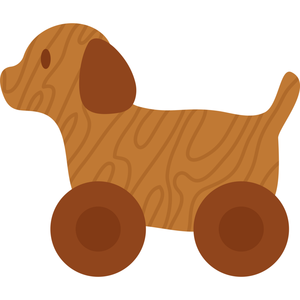 Wooden dog with wheels toy icon design png