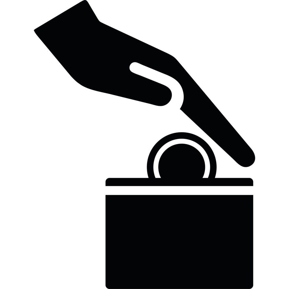 A hand is holding a coin in a black box png