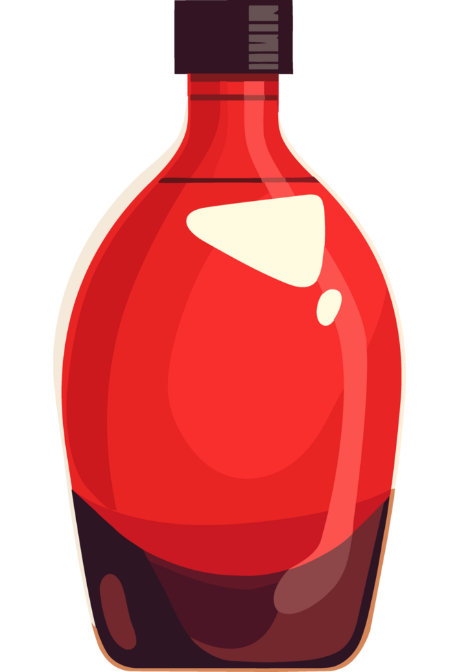 Red bottle of alcohol design isolated png