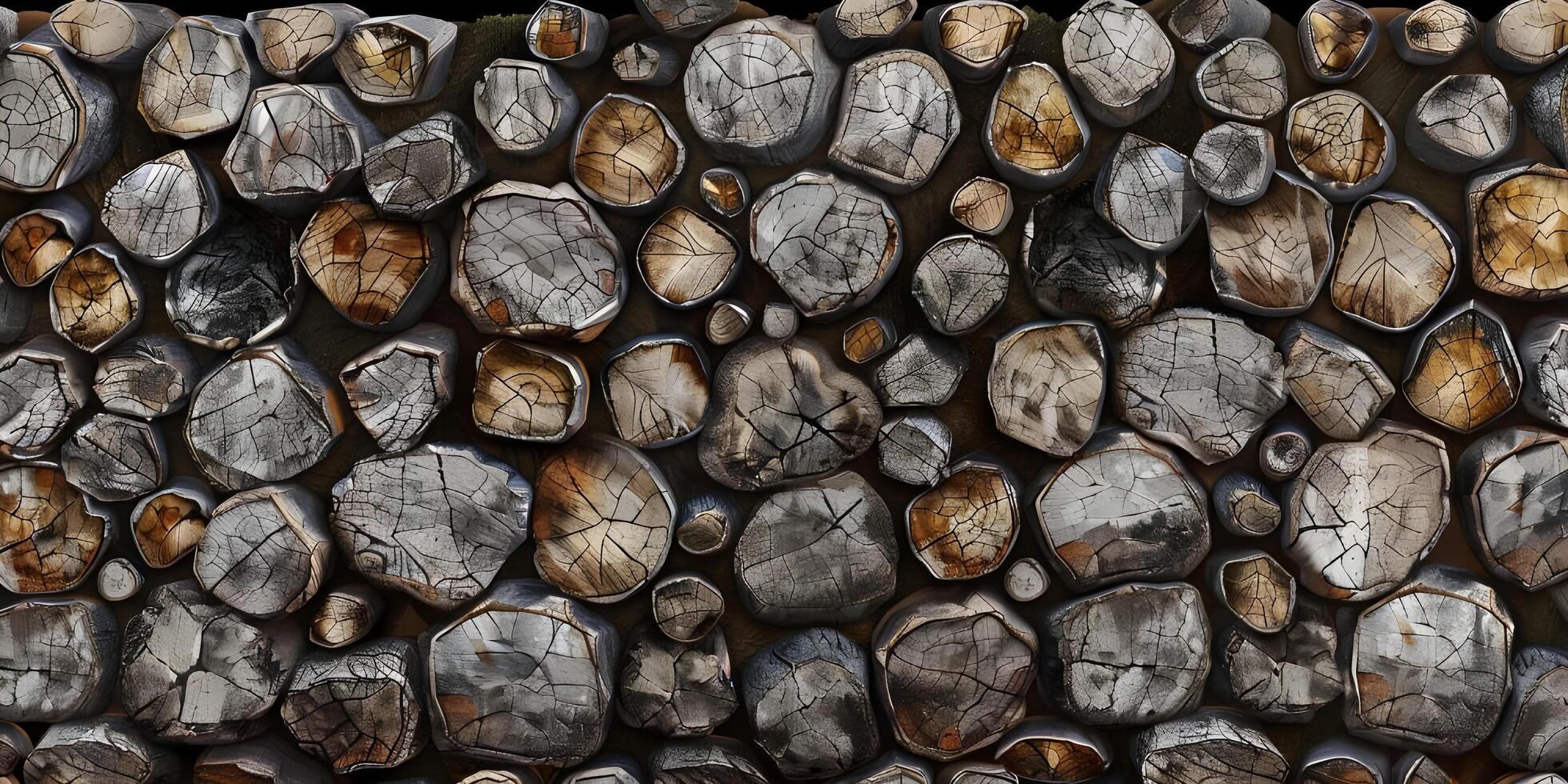 a wall made of logs with many different sizes photo