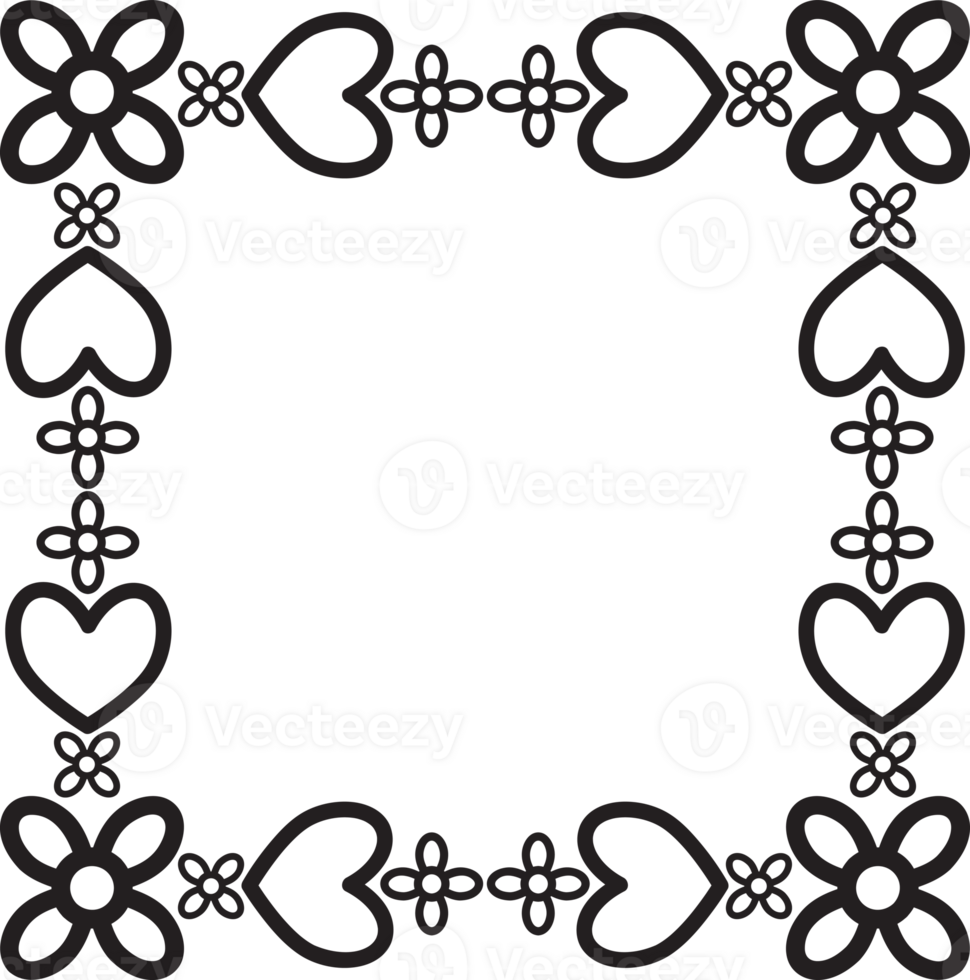 Floral frame ornament Style in Black and White png