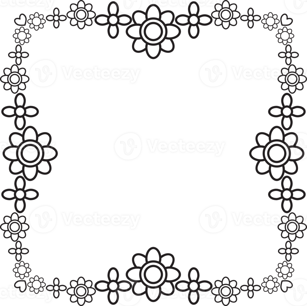 Floral ornament Harmony in Monochrome style design png