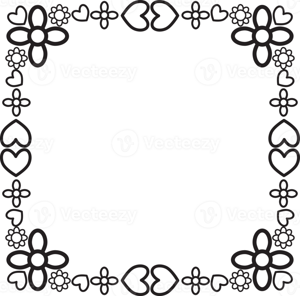 Monochrome style Flower Elegance ornament frame design png