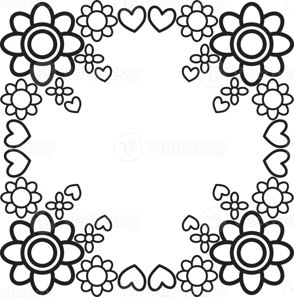 Monochrome Flower Frame Perfection png