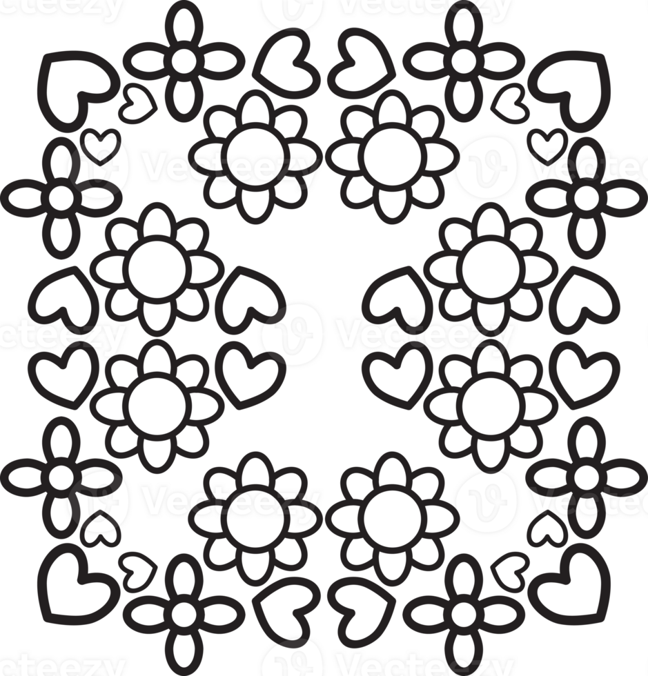 Timeless Flower Frame in Monochrome png