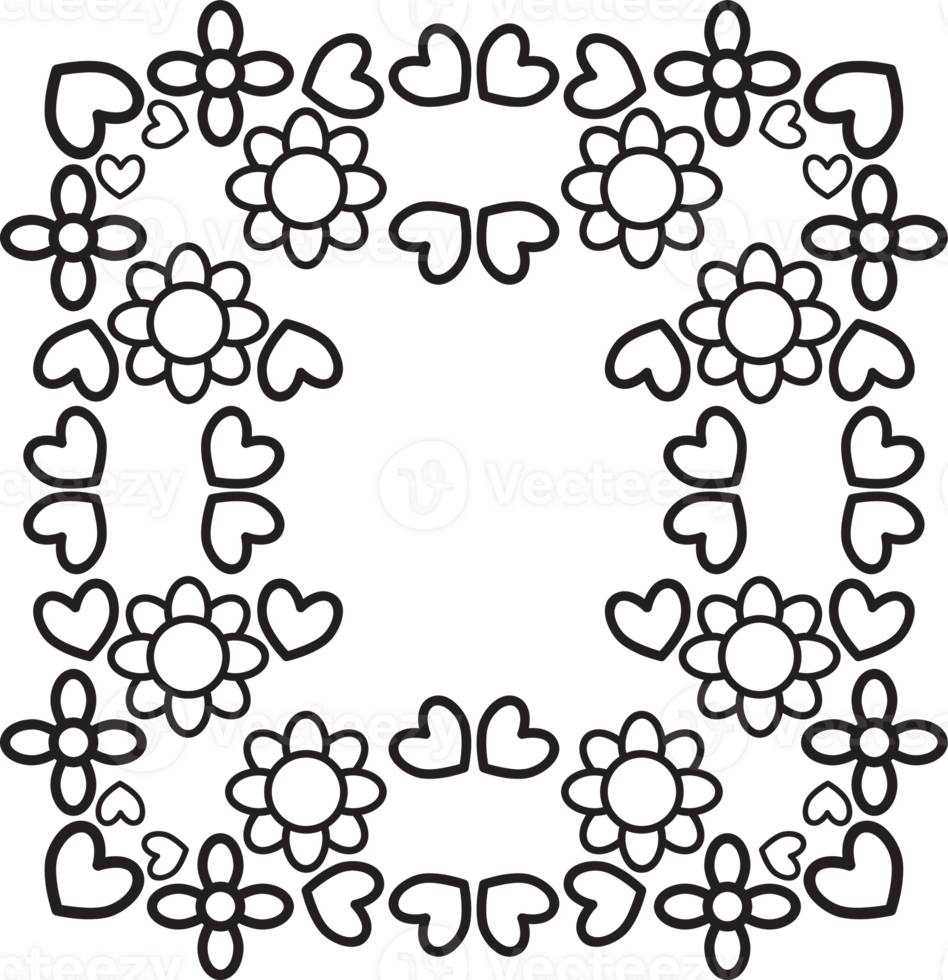 Floral Frame with a Monochrome Twist png