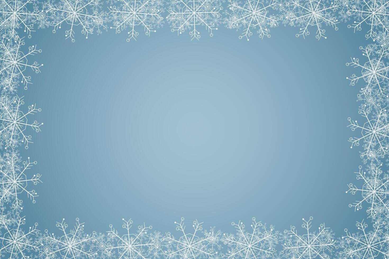 Winter snow frame. Christmas Snowflakes border. Snow frame frozen background vector