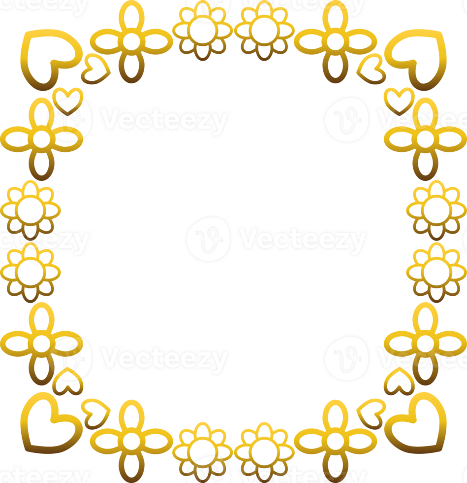 Golden Radiant flower frame design png