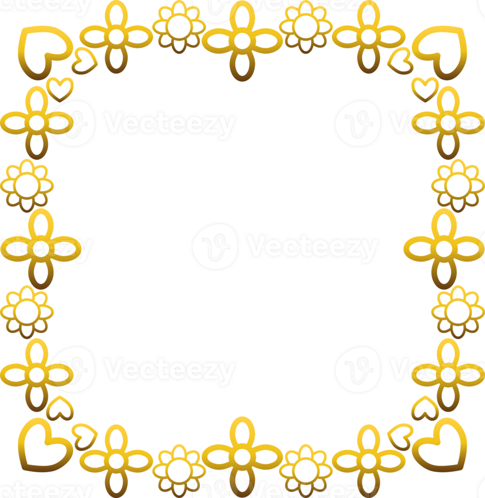 Decorative golden flower border png