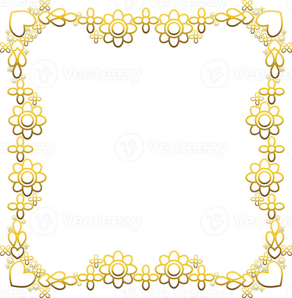 Shiny golden frame design png