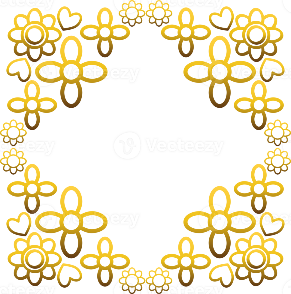 Floral design with gold frame design png