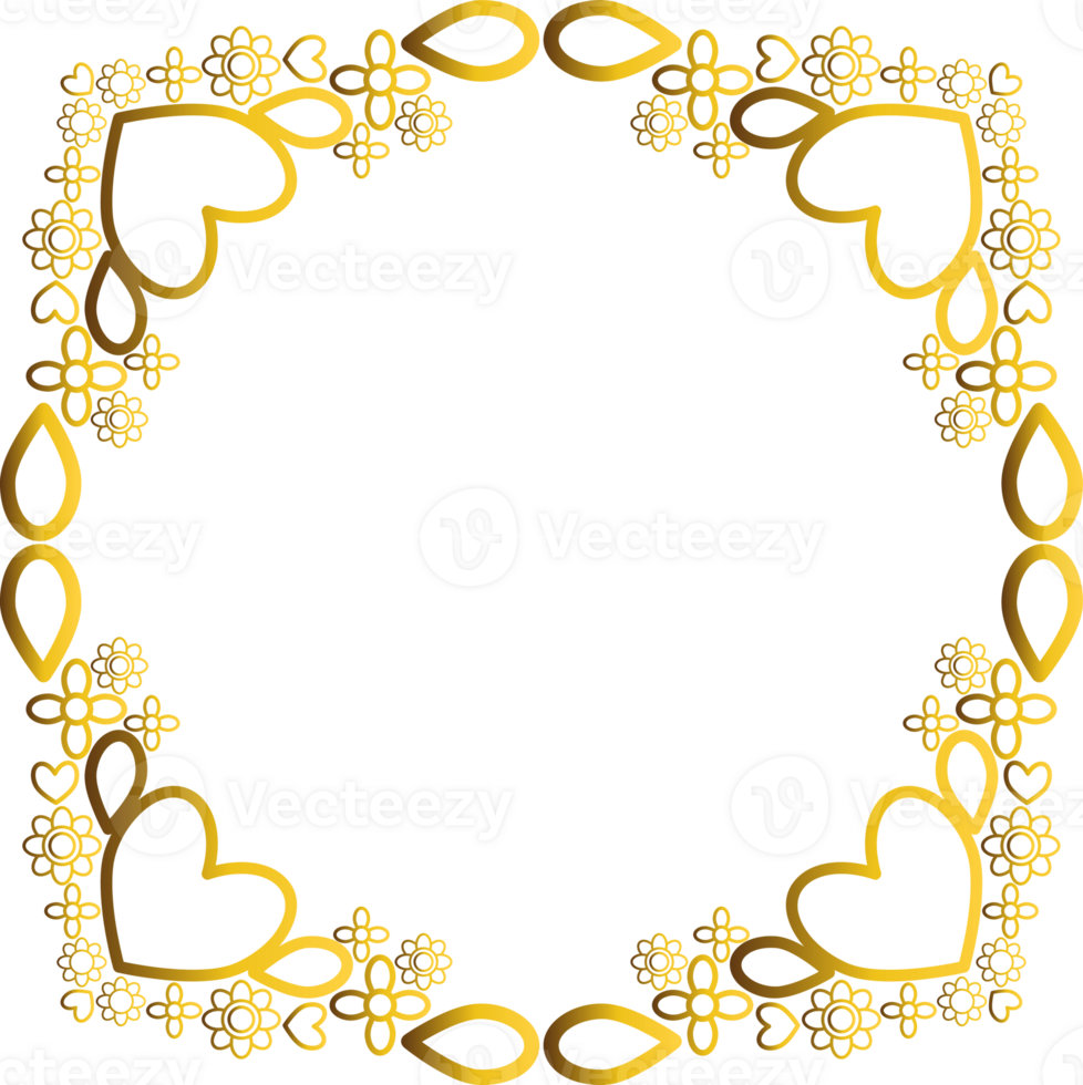 Elegant luxury gold flower frame png