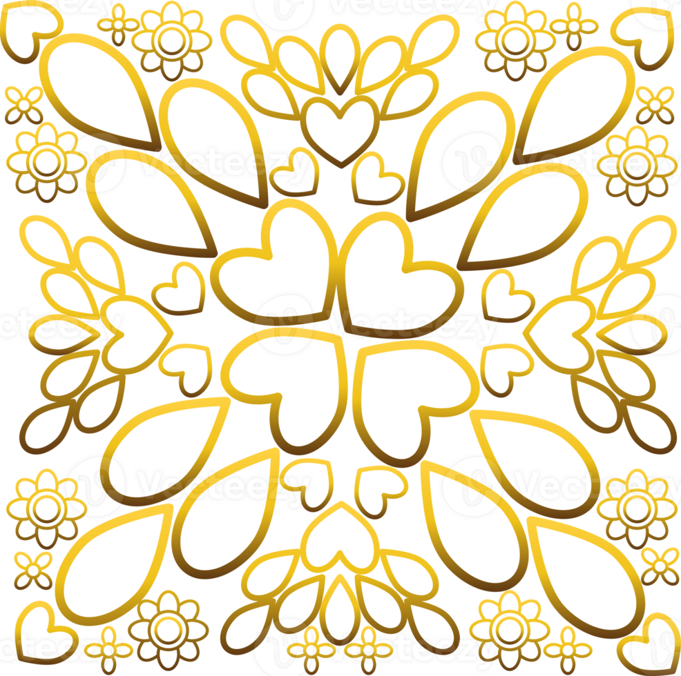 Golden Floral Frame Elegance design png