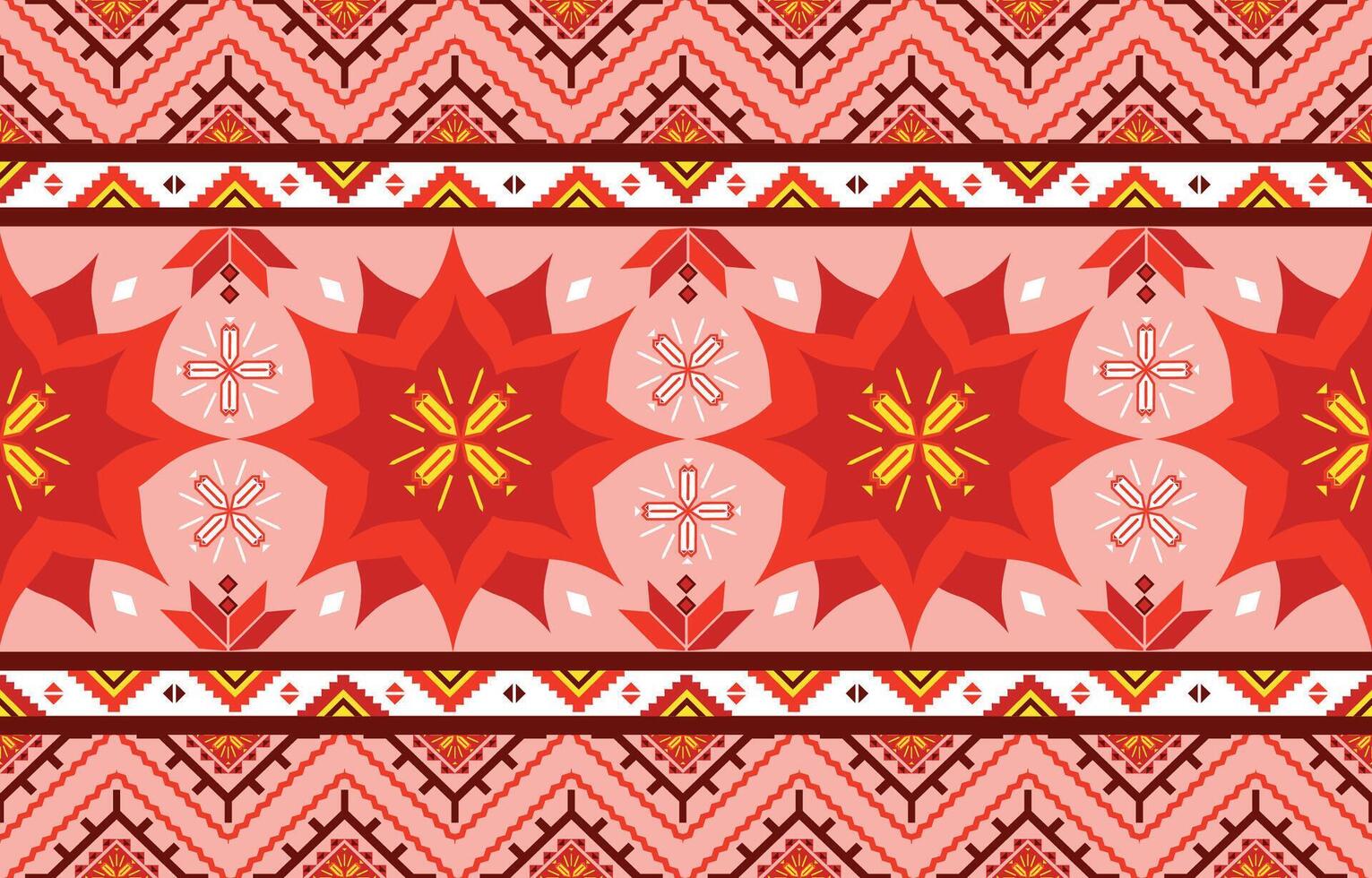 red floral ethnic pattern vector