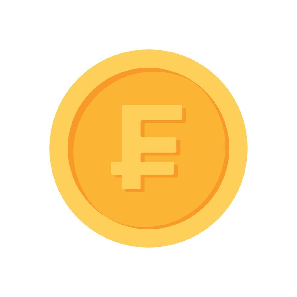 Swiss Franc Gold currency coin flat icon vector