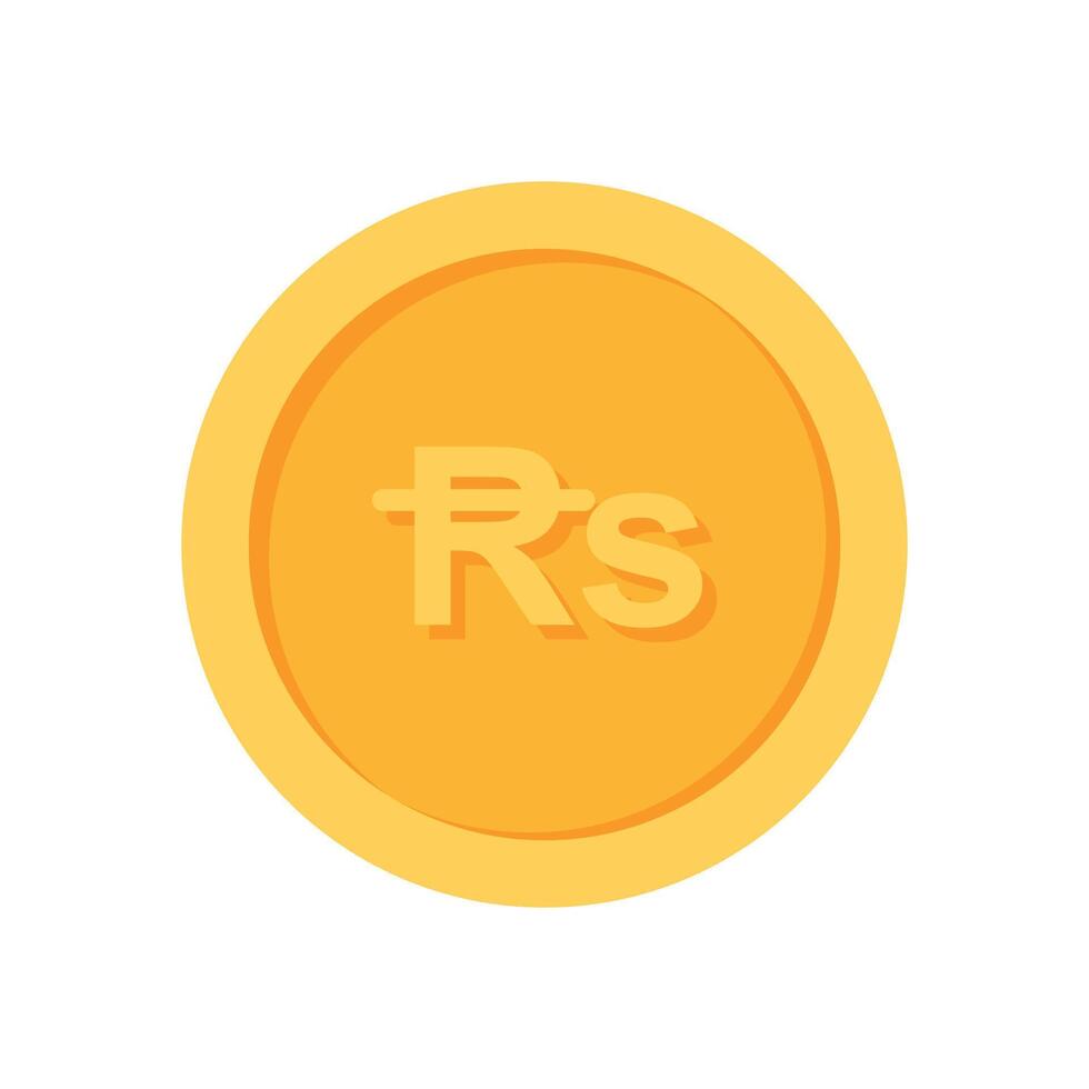 Mauritius Rupee Gold currency coin flat icon design vector