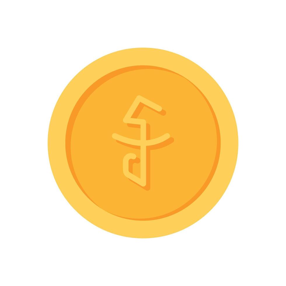 Cambodian riel Gold currency coin flat icon vector