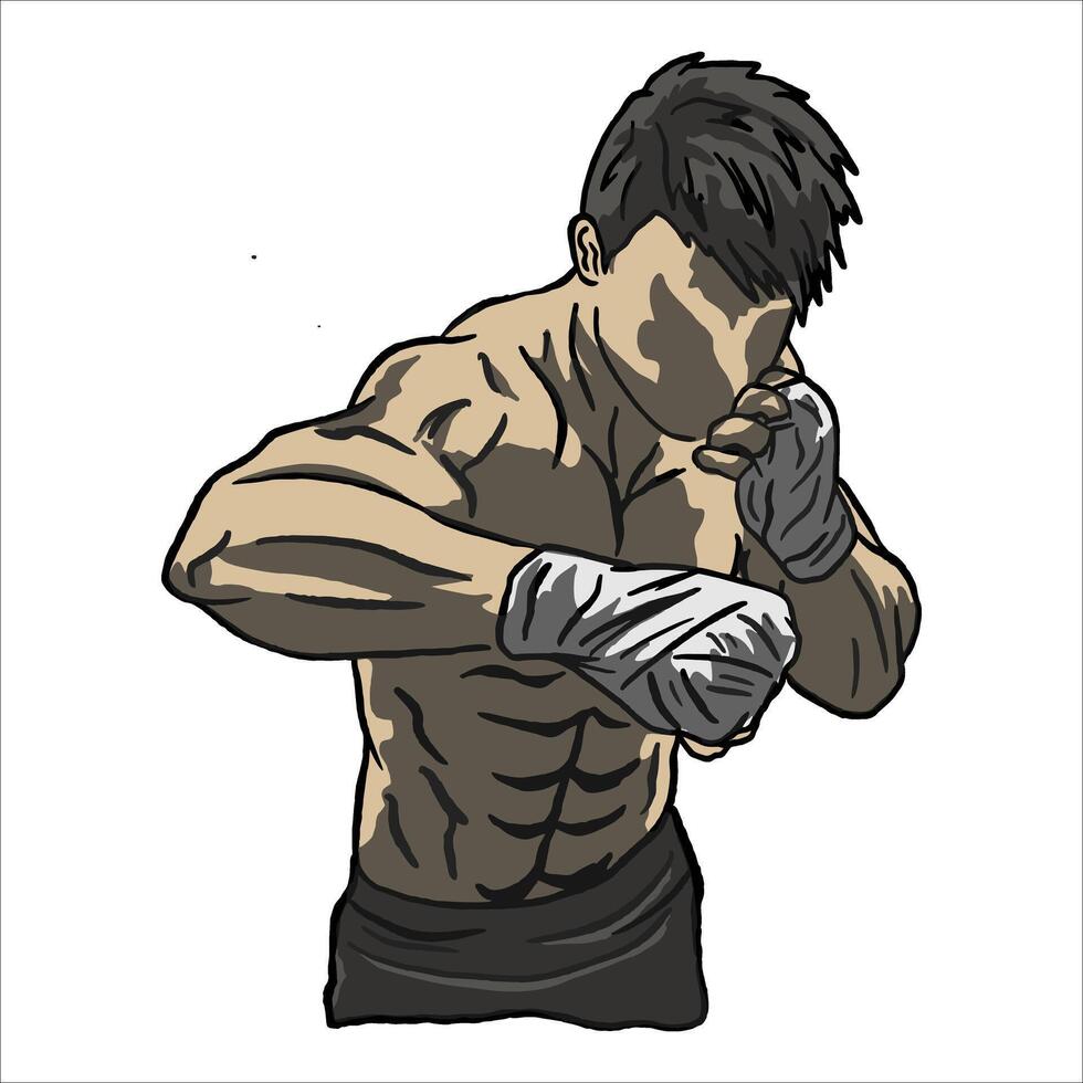 A cartoon boxer with gloves on his hands vector