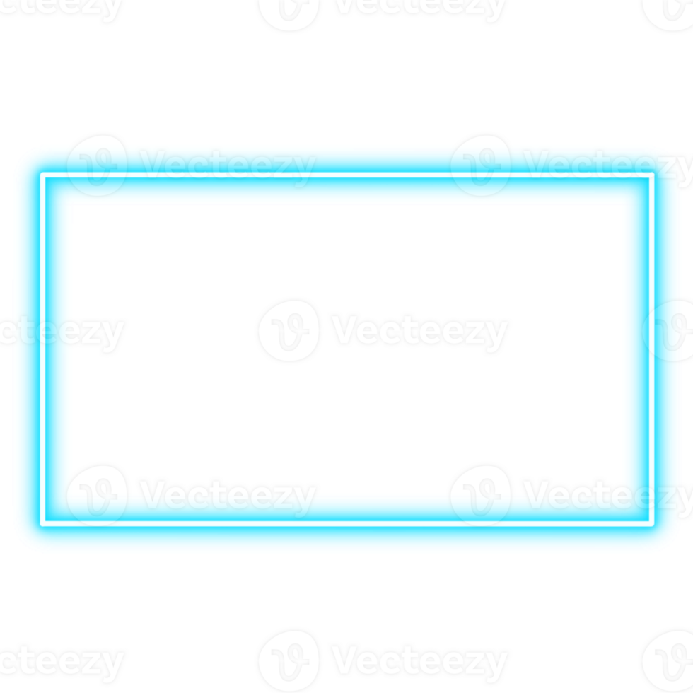 simple blue Rectangle neon frame png