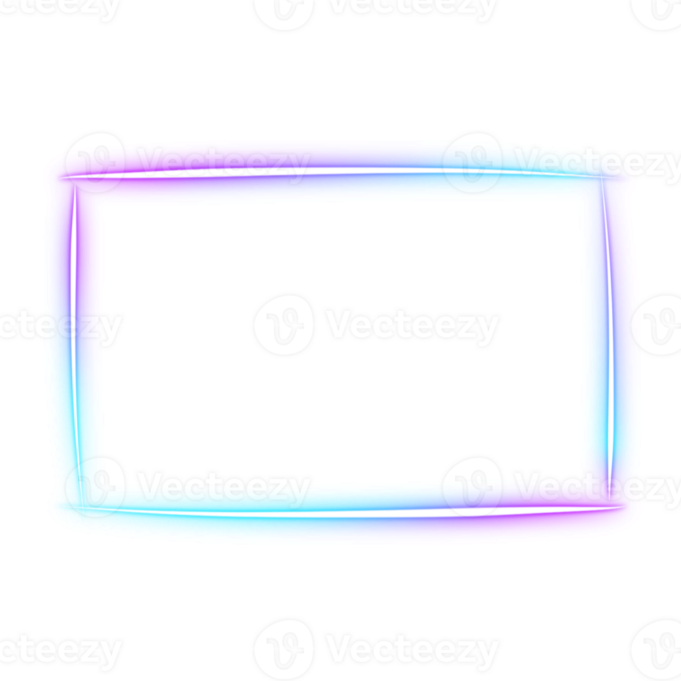gradient blue and purple Rectangle neon frame png
