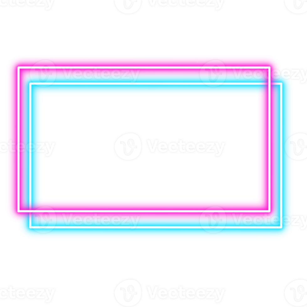 blue and pink simple rectangle neon frame png