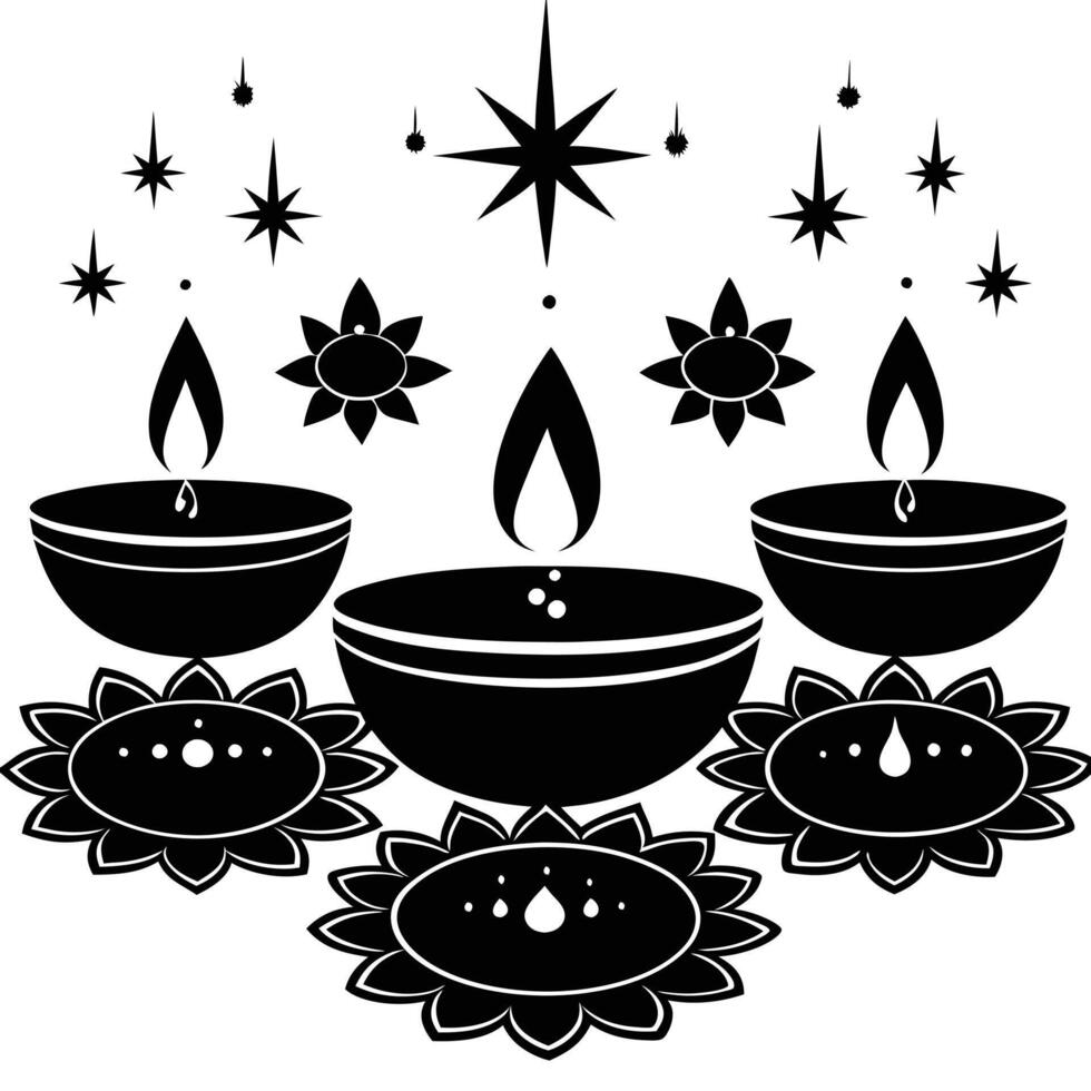 Diwali silhouette design on white background vector