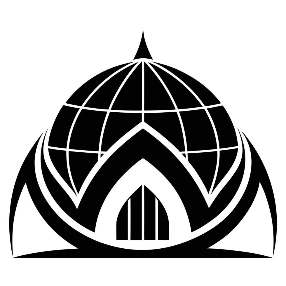 Beautiful mosque silhouette design on a white background vector