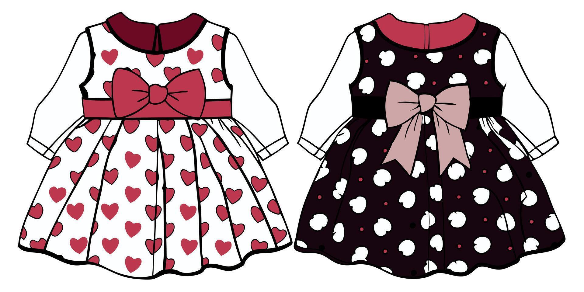 Two dresses with hearts on them vector
