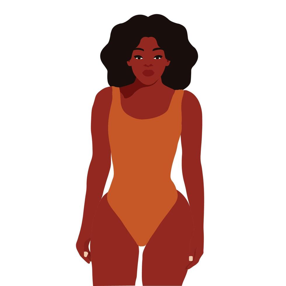 Afro black woman in swimsuit vector