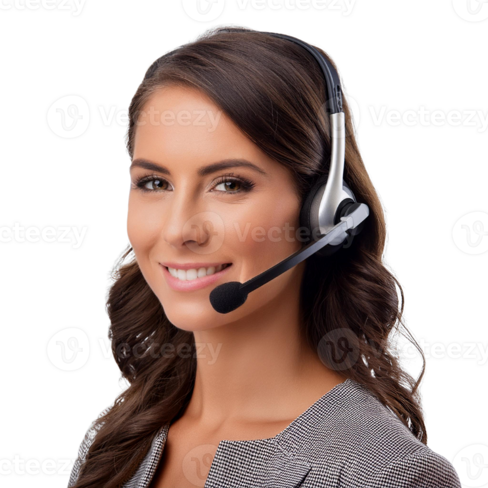 smiling woman with headsets png