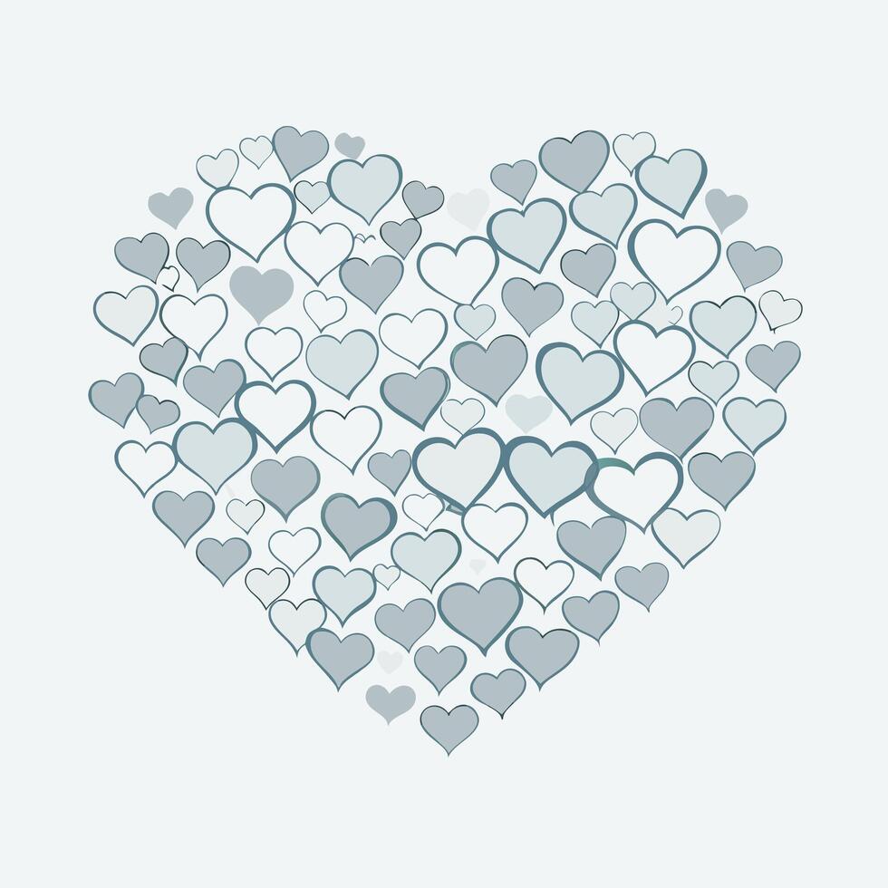 Heart Icon Black Border with Multiple Hearts Design. vector