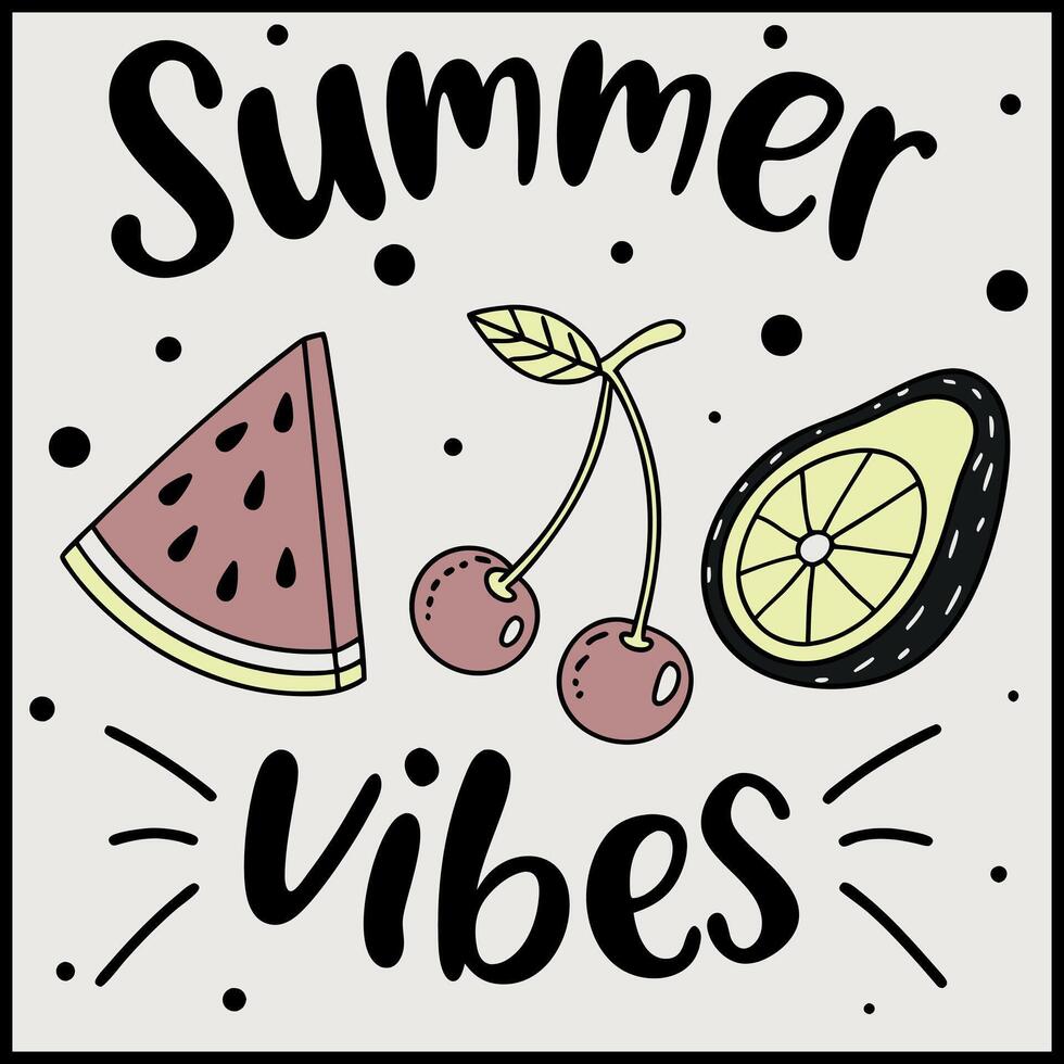 summer vibes hand drawn illustration vector