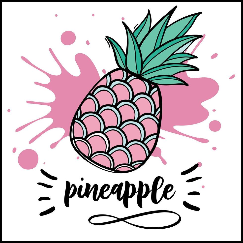 Fresh Pineapple Design Apparel vector