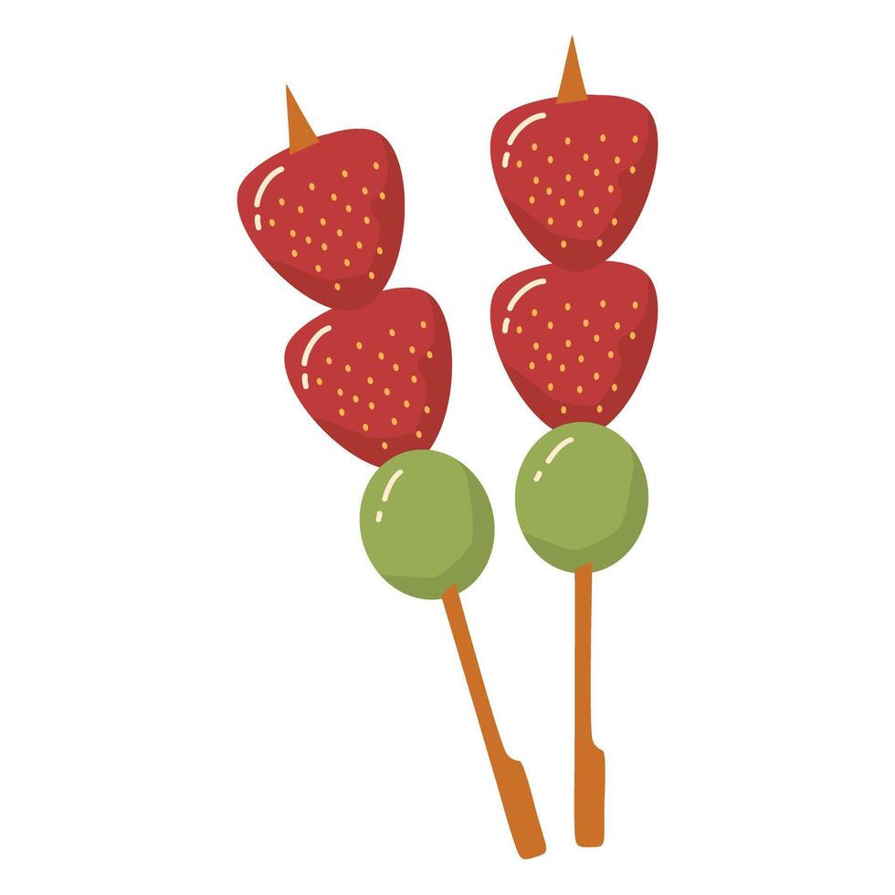 brochette sticks Colorful fruit skewer vector