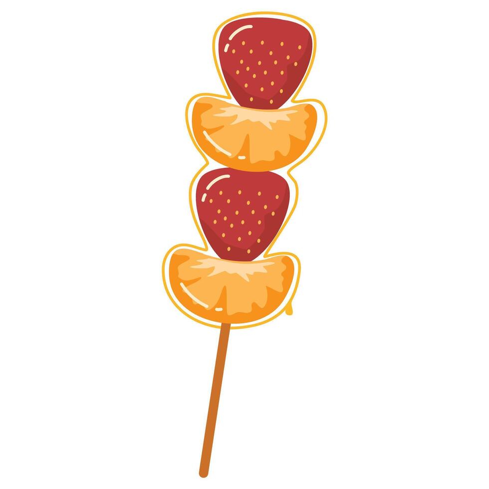 Skewers of Mixed Fruit street food vector