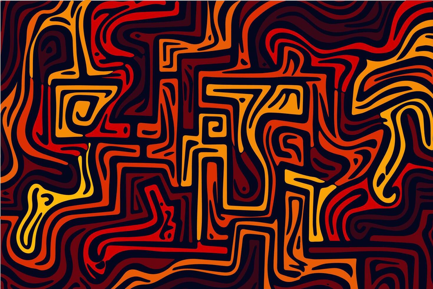 Colorful abstract design depicting swirling lines and patterns in vibrant warm tones vector