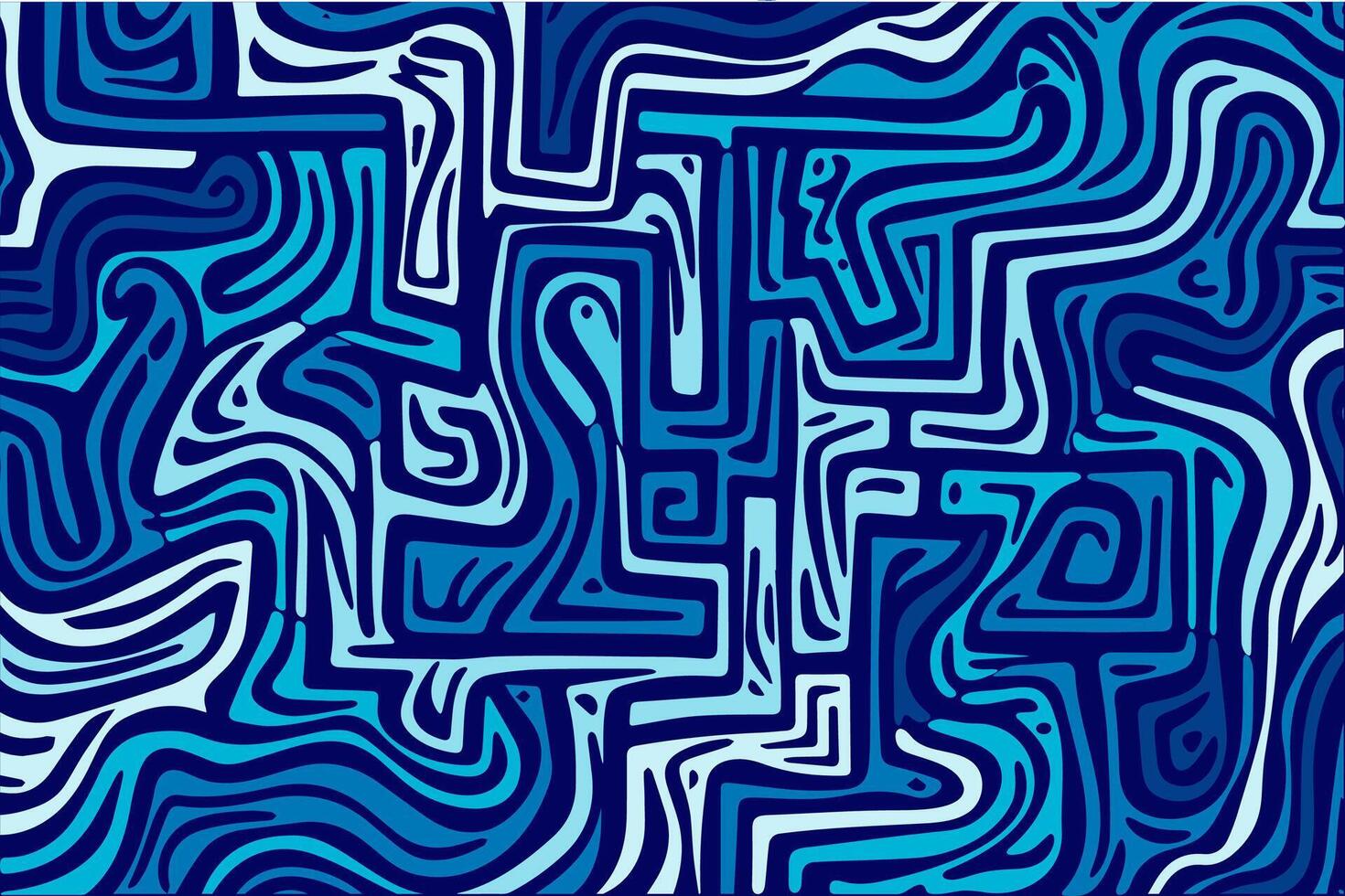 Abstract blue patterns create a mesmerizing labyrinth of shapes and lines in a digital artwork vector