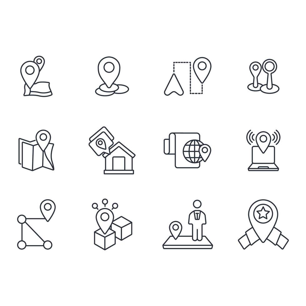Map pin icon.Editable stroke.linear style sign for use web design,logo. vector