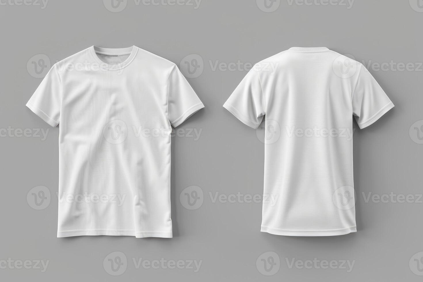 White Crew Neck T Shirt Front And Back Views photo