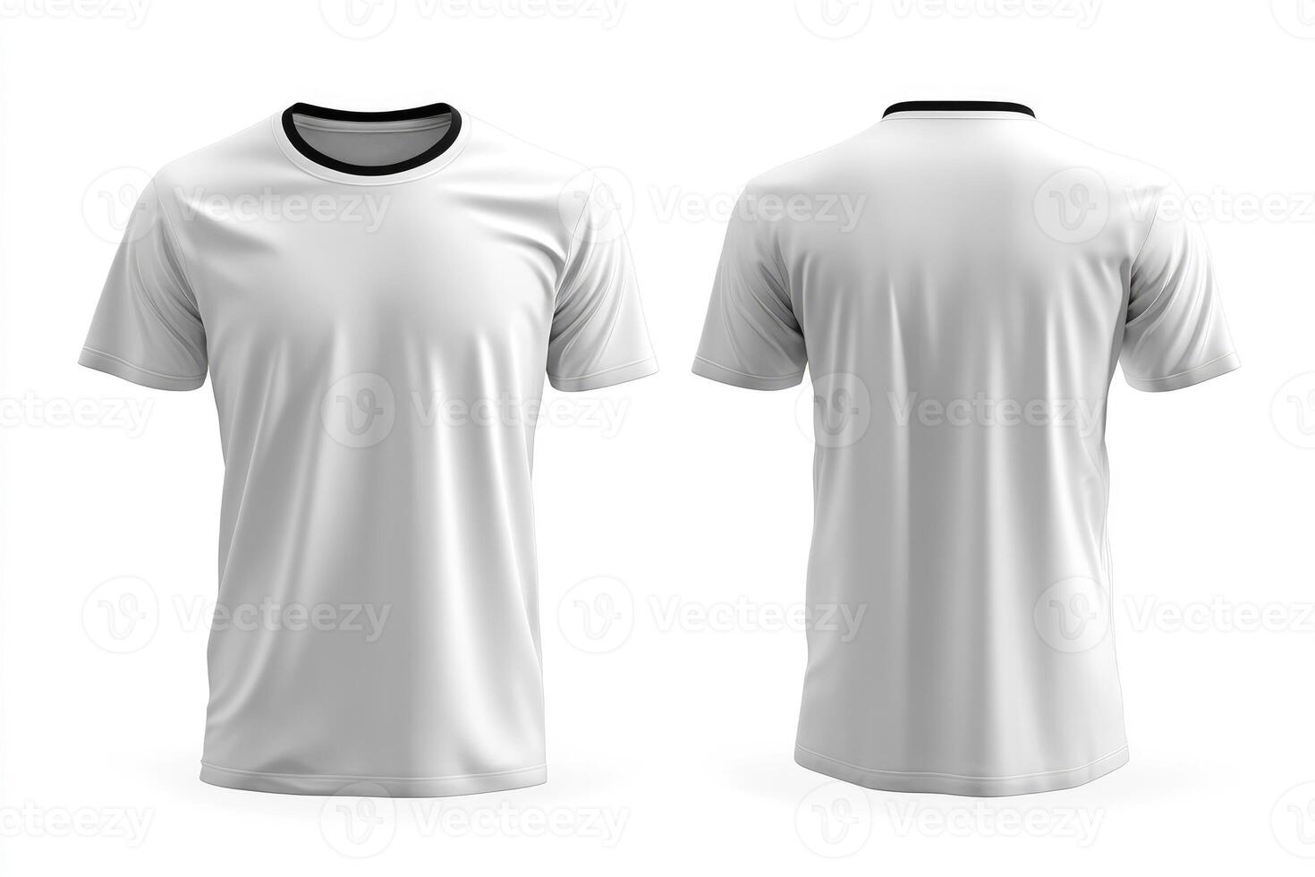White Mens Short Sleeve T Shirt Mockup Front And Back photo