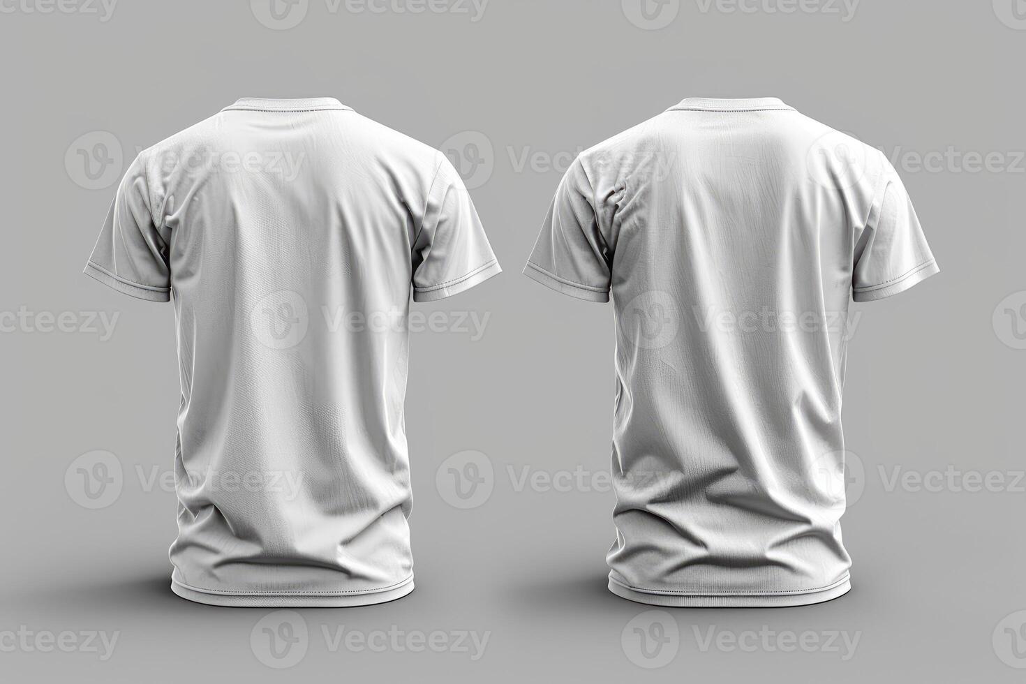 Two White Short Sleeve T Shirts Displayed From Behind photo